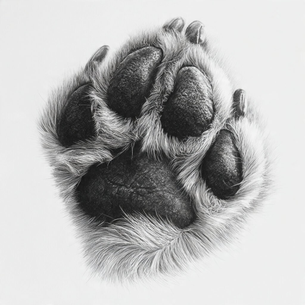 Minimalist dog paw sketch