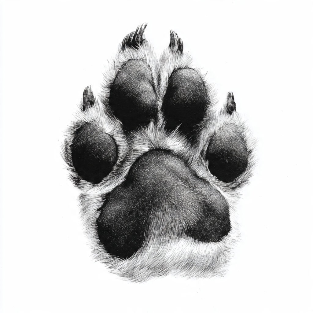 Creative dog paw drawing art