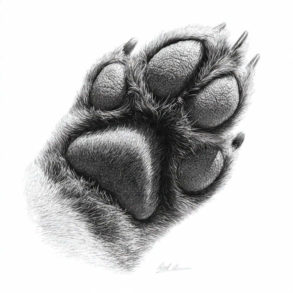 Artistic dog paw print drawing