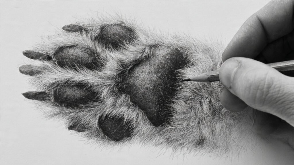 Cute dog paw print drawing
