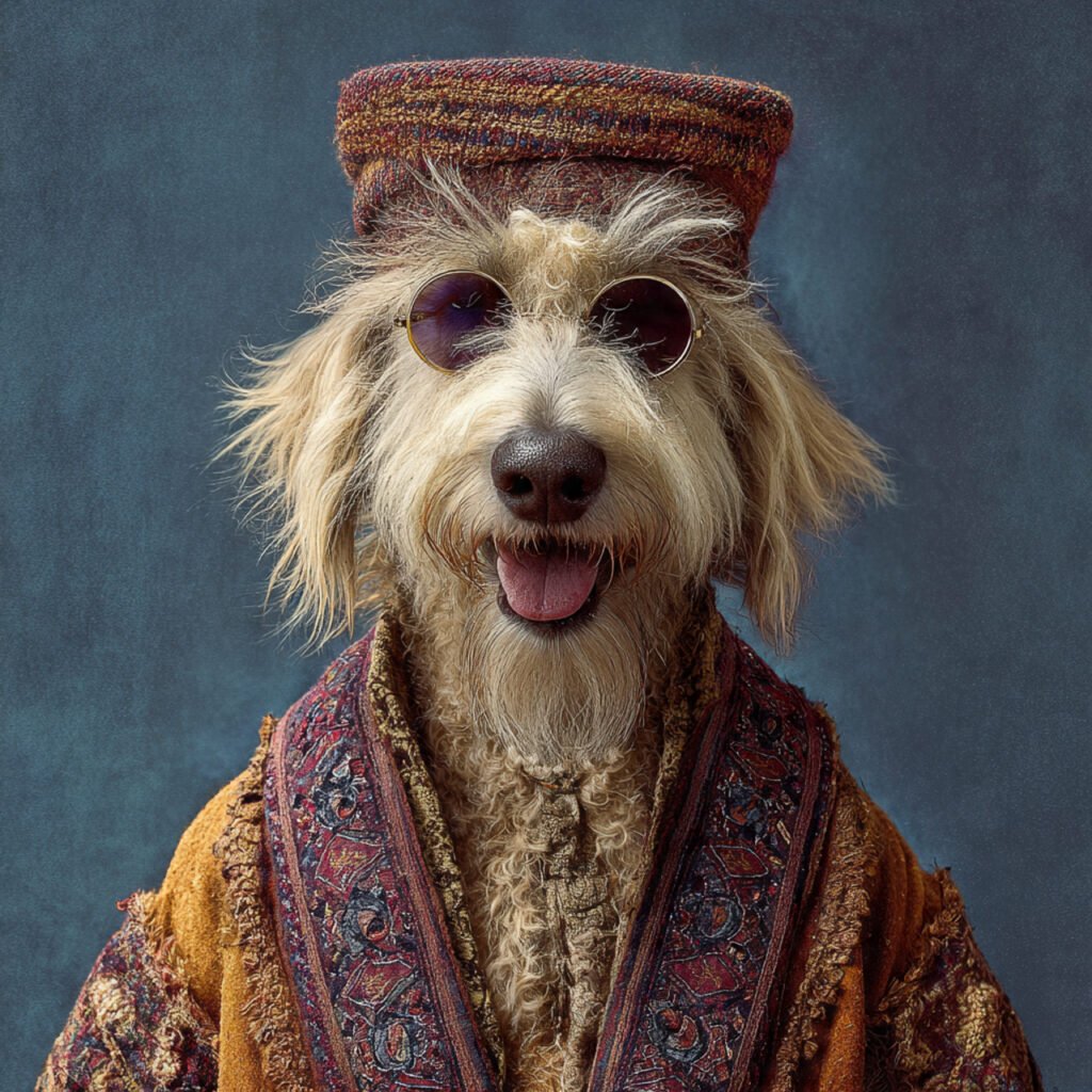 Funny Afghan dog with dramatic hair