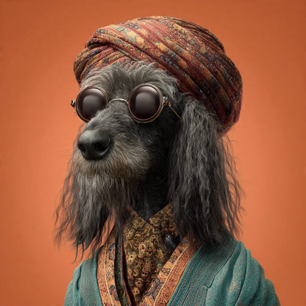 Afghan dog with long hair looking funny