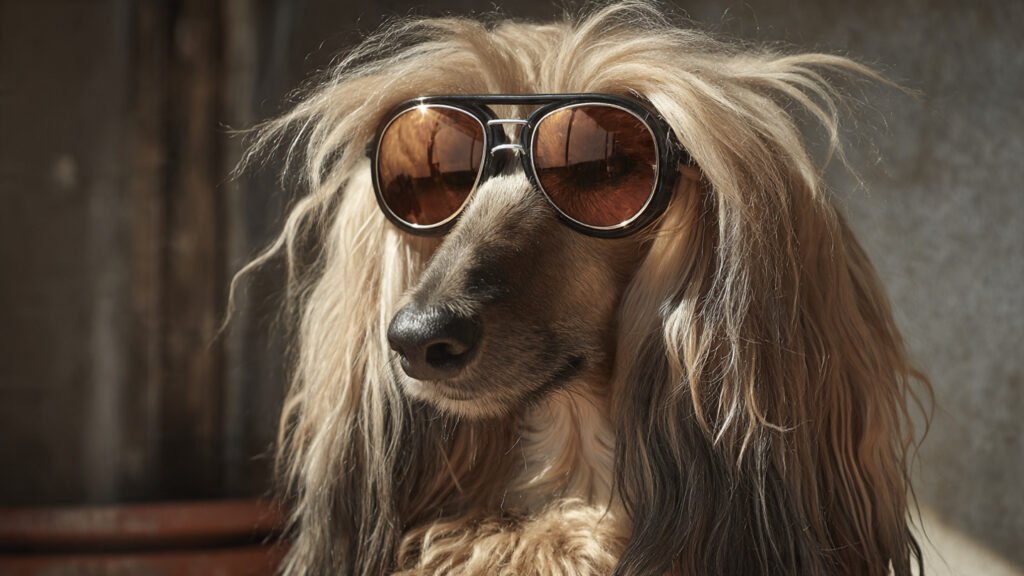 Funny Afghan dog playing around