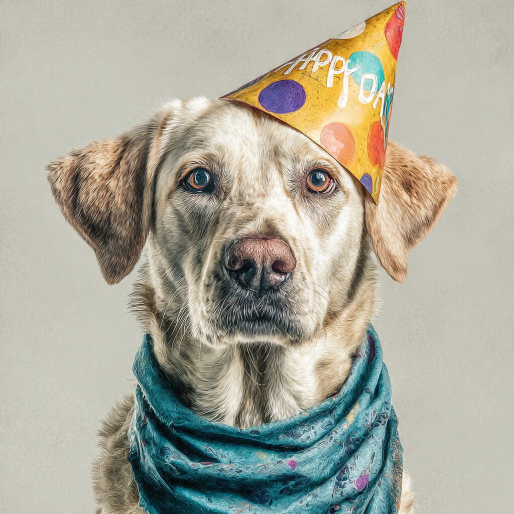 Cute dog birthday celebration