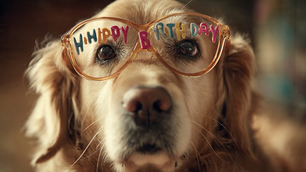 Birthday dog with cake