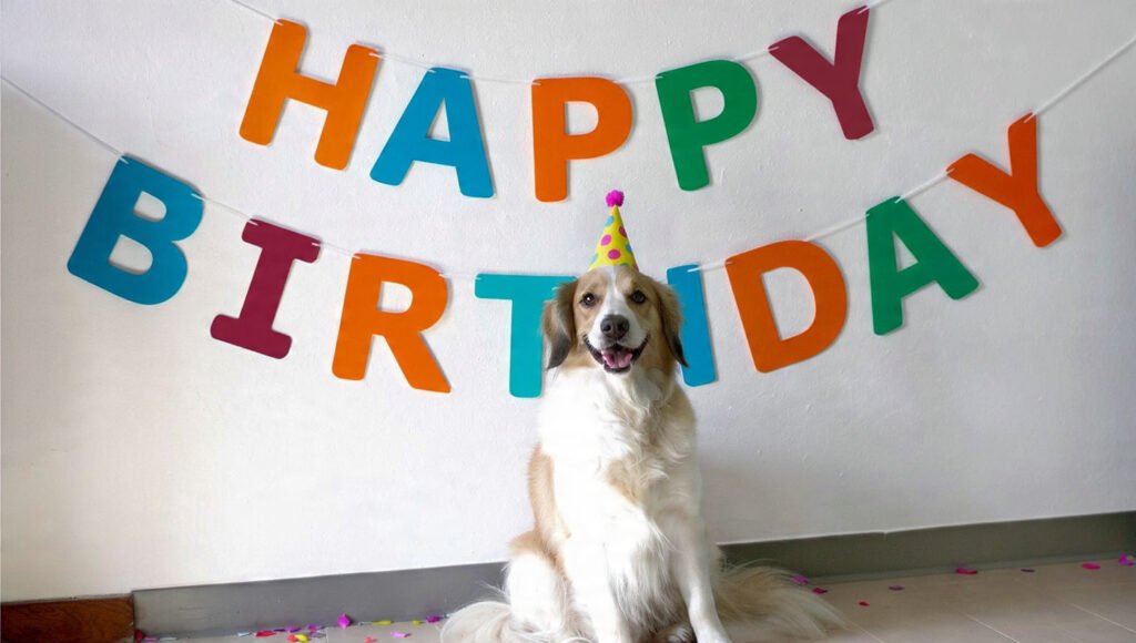 Funny dog birthday photo