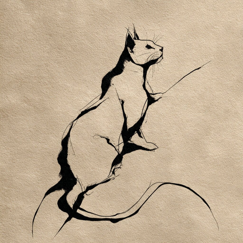 Cat pencil sketch drawing