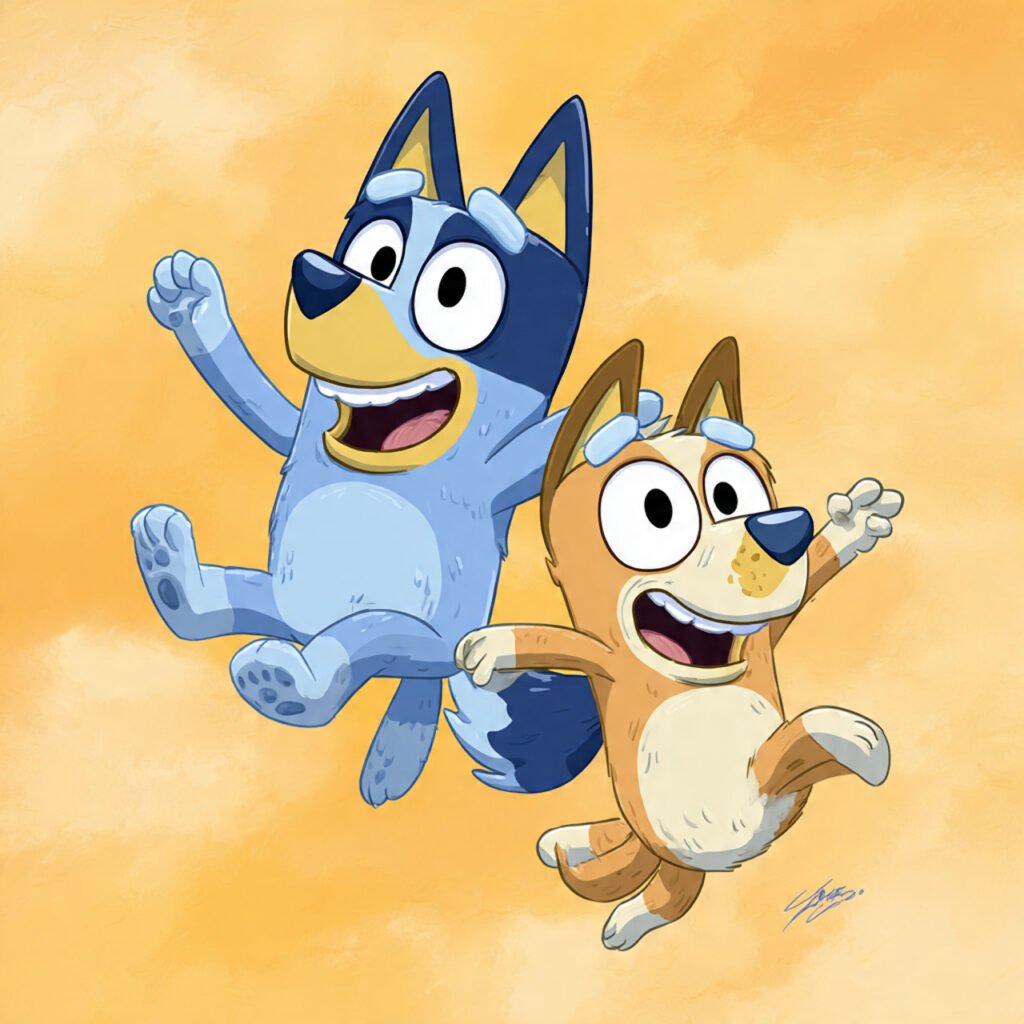Bluey and Bingo Comedy Cartoon Images