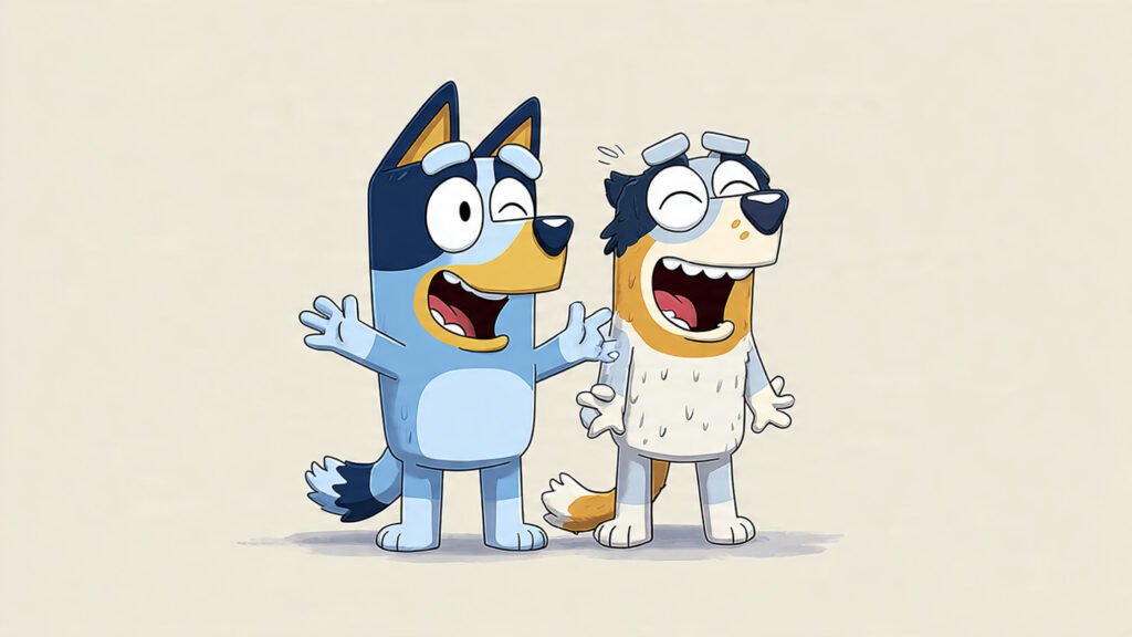 Cute Bluey and Bingo Laughing Together