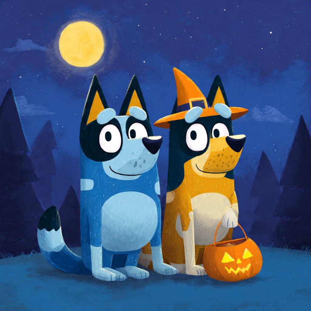 Festive Bluey Halloween Printable Party Invitations For Kids