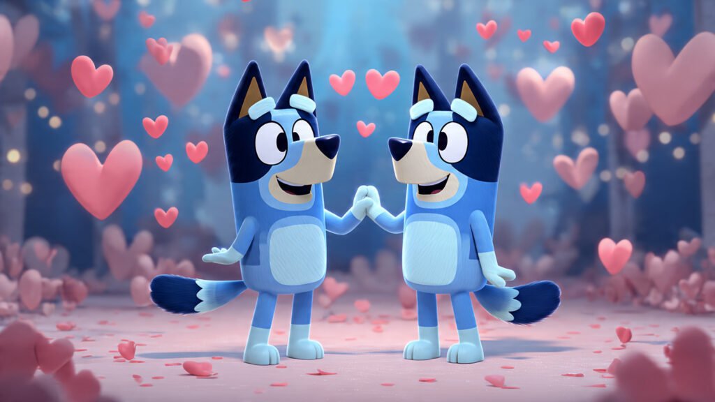 Charming Bluey Valentine Dance Wallpapers HD