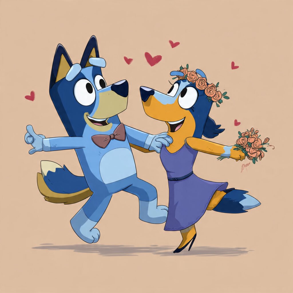 Bluey Dancing in Valentine Theme Images