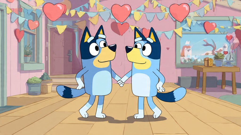 Bluey Dancing with Hearts Valentine Pictures