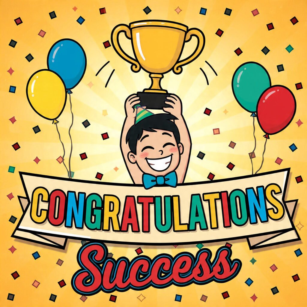 Congratulatory images highlighting personal milestones