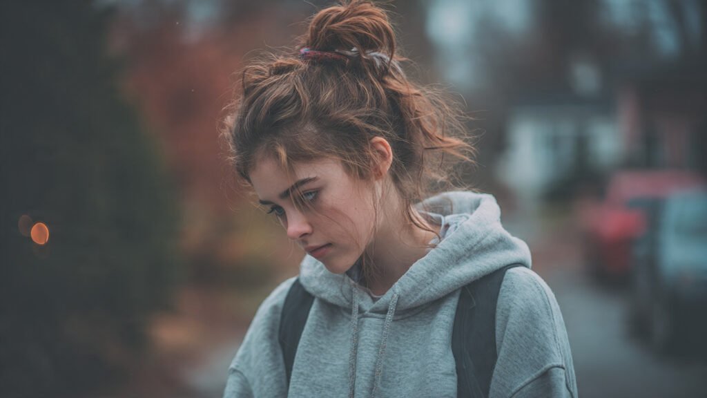 Attitude girl walking alone bravely