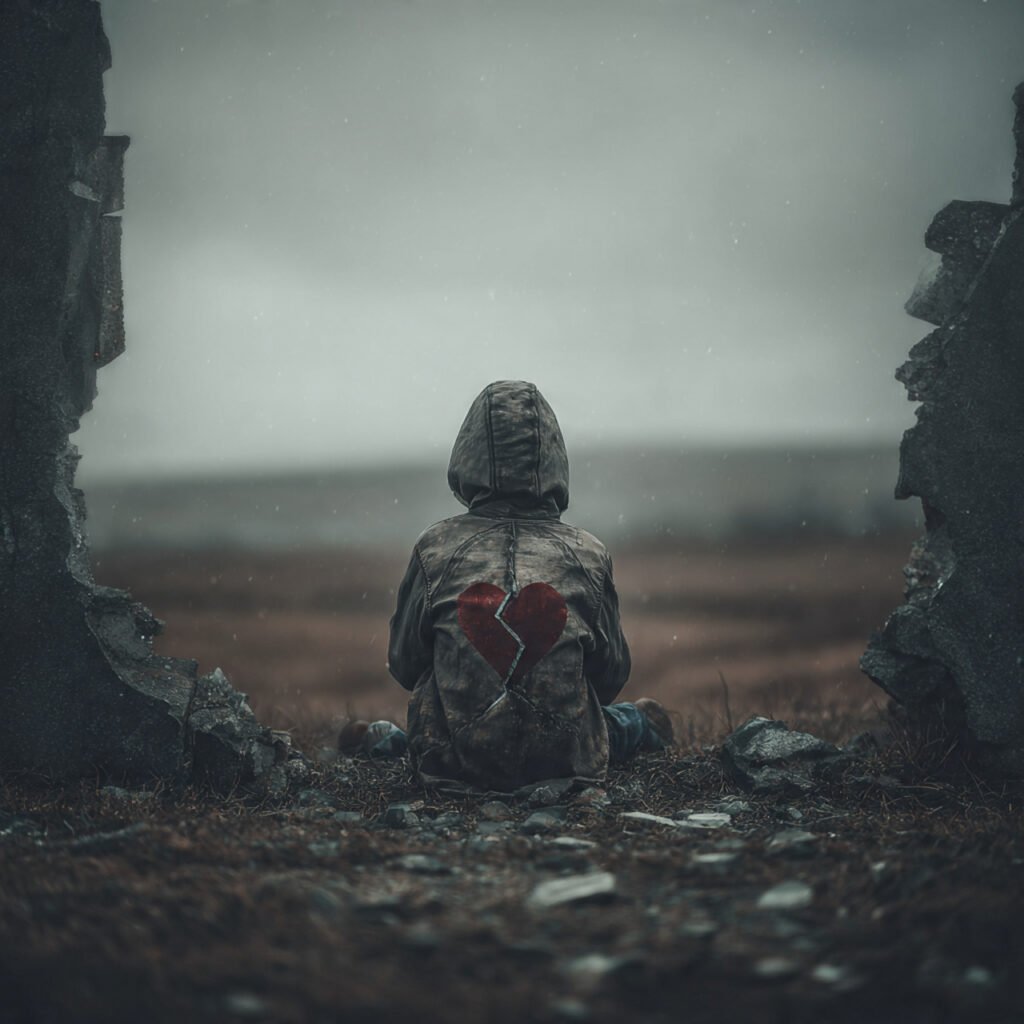 Boy suffering silent heartbreak pain