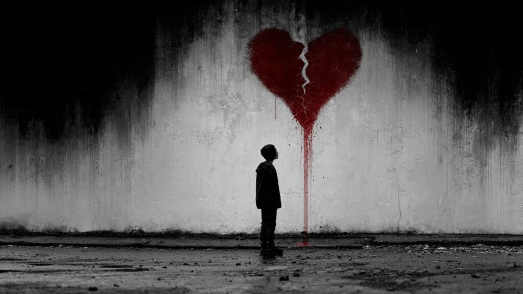 Lonely boy with shattered feelings