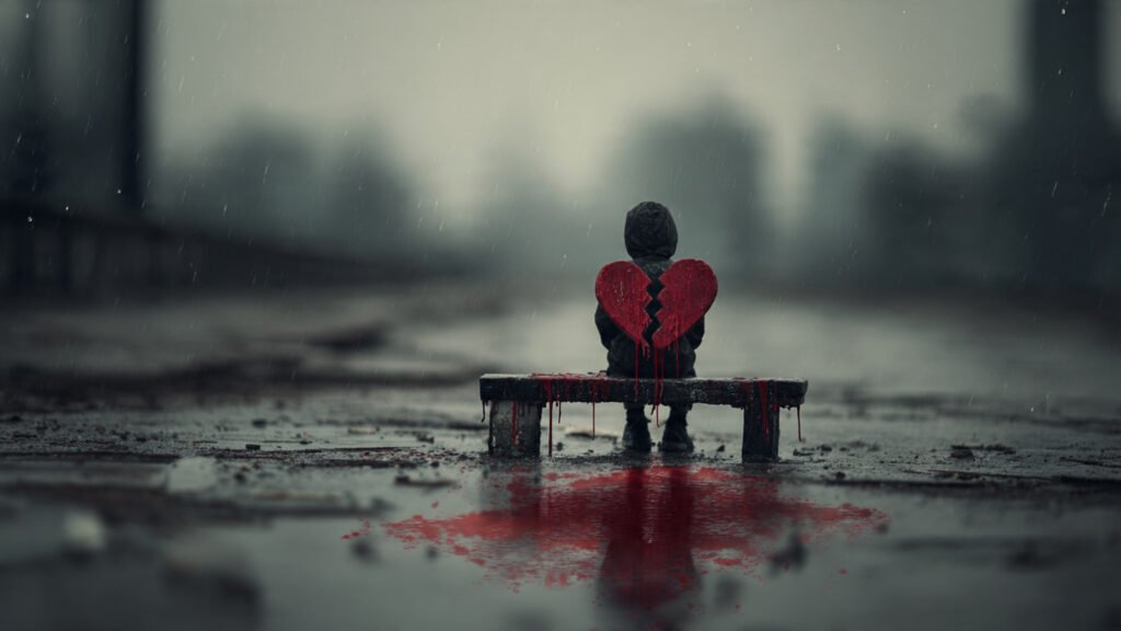 Broken heart boy feeling empty